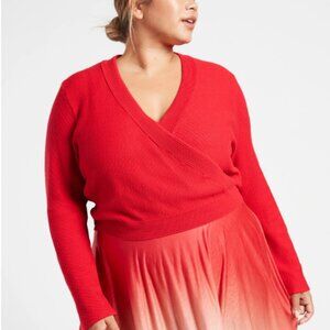 NWT Athleta Grace Sweater Wrap Cardigan Size 2X Matador Red Cropped Casual Boho